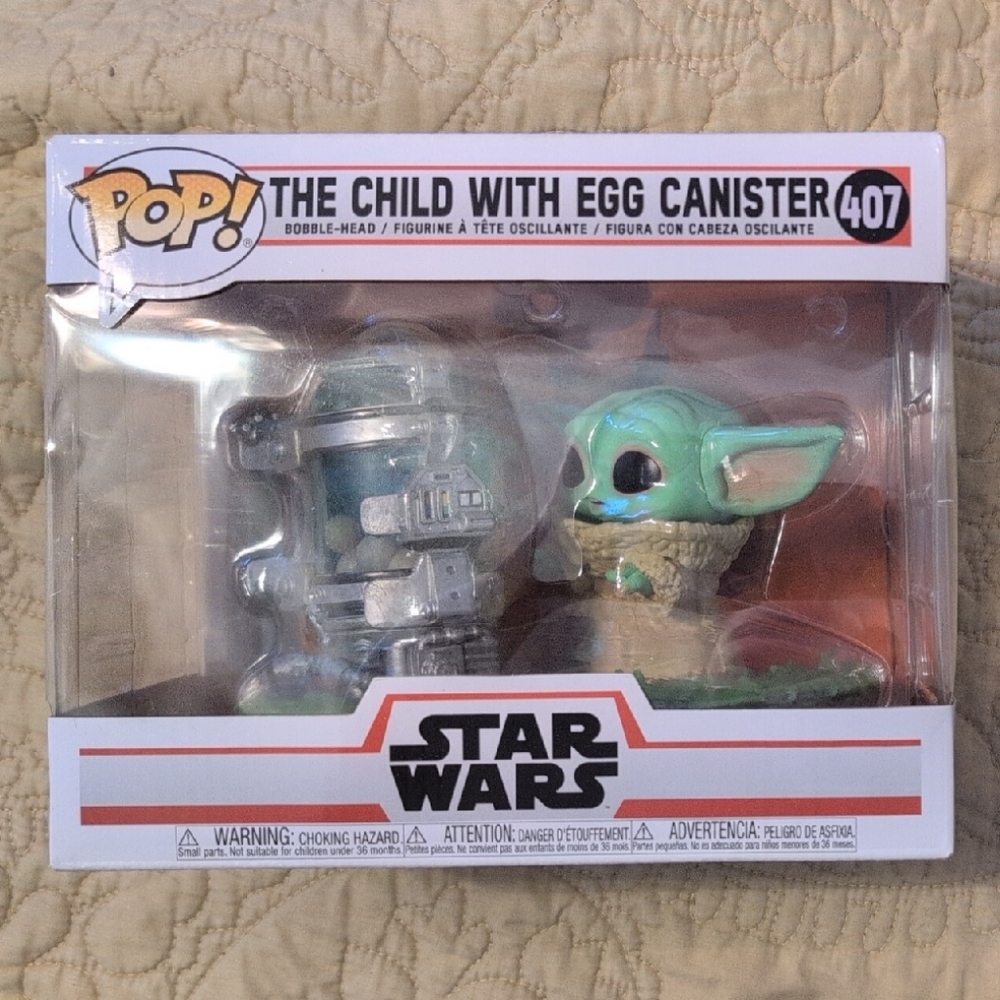 Funko Pop! Star Wars Grogu Vinyl Figure in Green and Cream with Silver Canister